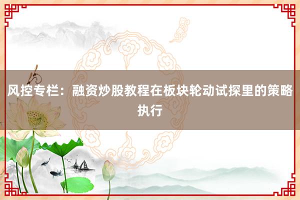 风控专栏：融资炒股教程在板块轮动试探里的策略执行