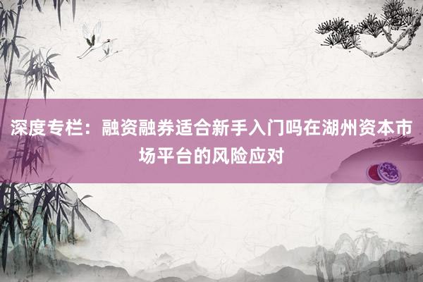 深度专栏：融资融券适合新手入门吗在湖州资本市场平台的风险应对