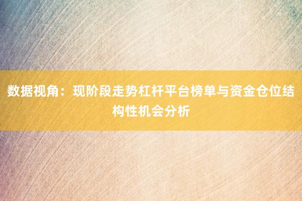 数据视角：现阶段走势杠杆平台榜单与资金仓位结构性机会分析