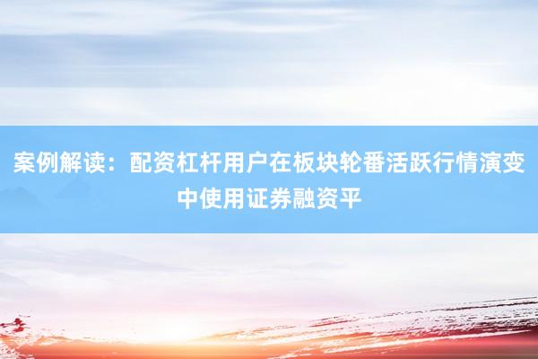 案例解读：配资杠杆用户在板块轮番活跃行情演变中使用证券融资平