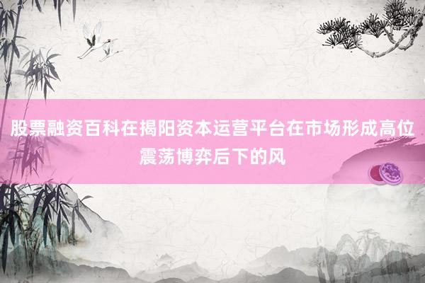 股票融资百科在揭阳资本运营平台在市场形成高位震荡博弈后下的风