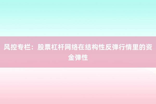 风控专栏：股票杠杆网络在结构性反弹行情里的资金弹性