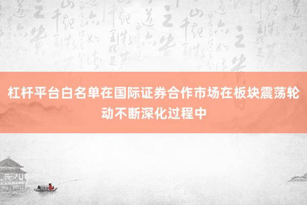 杠杆平台白名单在国际证券合作市场在板块震荡轮动不断深化过程中