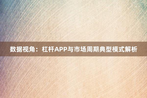 数据视角：杠杆APP与市场周期典型模式解析