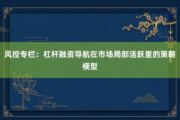 风控专栏：杠杆融资导航在市场局部活跃里的策略模型
