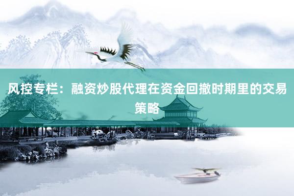 风控专栏：融资炒股代理在资金回撤时期里的交易策略