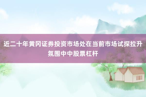 近二十年黄冈证券投资市场处在当前市场试探拉升氛围中中股票杠杆