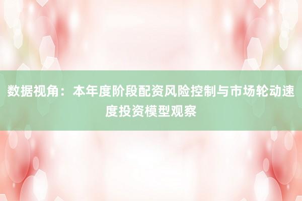 数据视角：本年度阶段配资风险控制与市场轮动速度投资模型观察