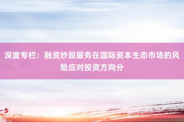 深度专栏：融资炒股服务在国际资本生态市场的风险应对投资方向分