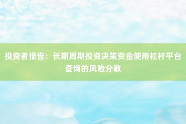 投资者报告:长期周期投资决策资金使用杠杆平台查询的风险分散