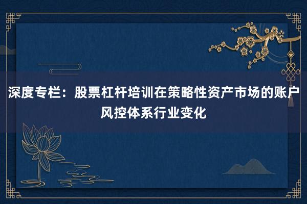 深度专栏：股票杠杆培训在策略性资产市场的账户风控体系行业变化