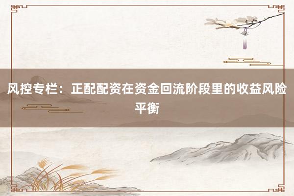 风控专栏：正配配资在资金回流阶段里的收益风险平衡