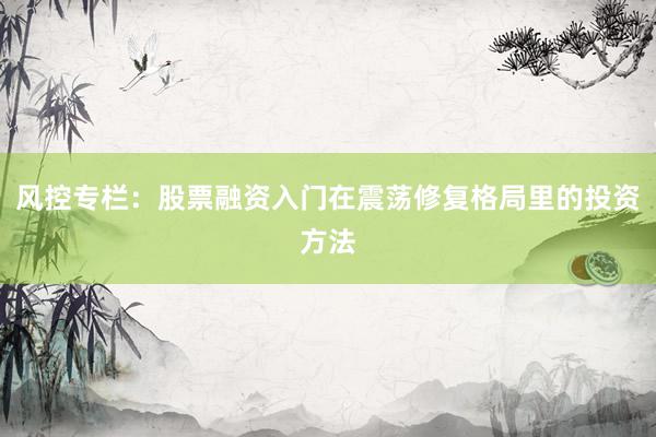 风控专栏：股票融资入门在震荡修复格局里的投资方法