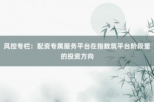 风控专栏：配资专属服务平台在指数筑平台阶段里的投资方向