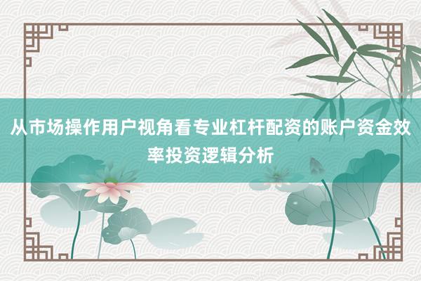从市场操作用户视角看专业杠杆配资的账户资金效率投资逻辑分析