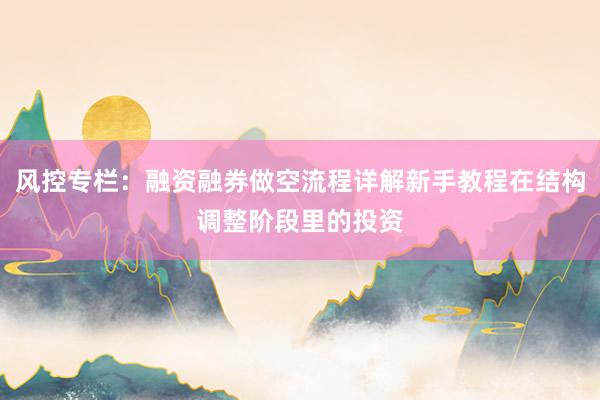 风控专栏：融资融券做空流程详解新手教程在结构调整阶段里的投资