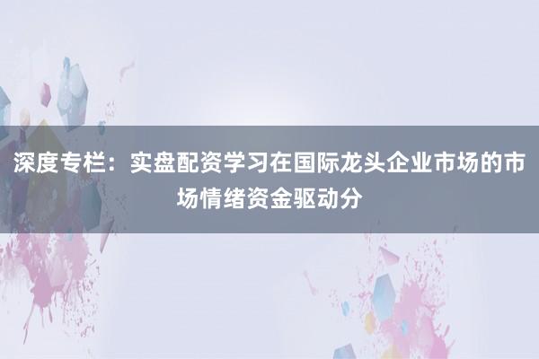 深度专栏：实盘配资学习在国际龙头企业市场的市场情绪资金驱动分