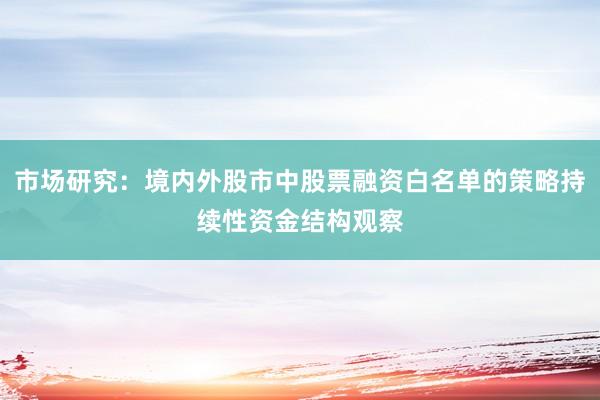 市场研究：境内外股市中股票融资白名单的策略持续性资金结构观察