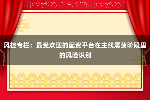 风控专栏：最受欢迎的配资平台在主线震荡阶段里的风险识别