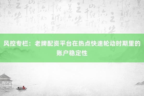 风控专栏：老牌配资平台在热点快速轮动时期里的账户稳定性