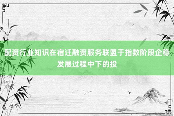 配资行业知识在宿迁融资服务联盟于指数阶段企稳发展过程中下的投