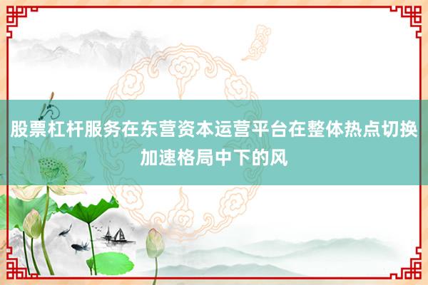 股票杠杆服务在东营资本运营平台在整体热点切换加速格局中下的风