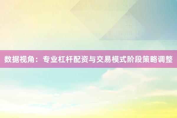 数据视角：专业杠杆配资与交易模式阶段策略调整