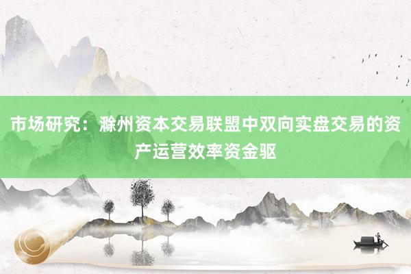 市场研究：滁州资本交易联盟中双向实盘交易的资产运营效率资金驱