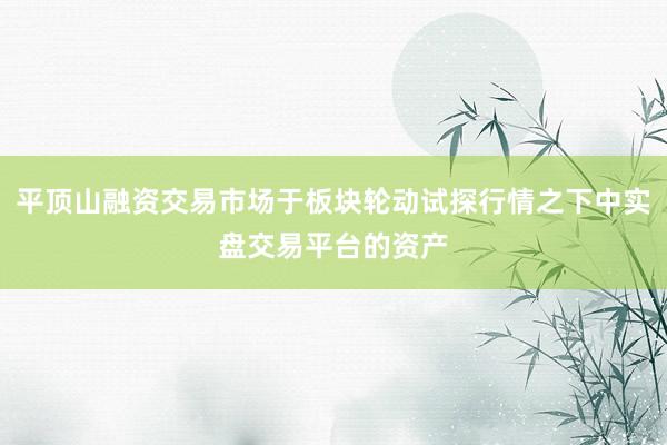 平顶山融资交易市场于板块轮动试探行情之下中实盘交易平台的资产