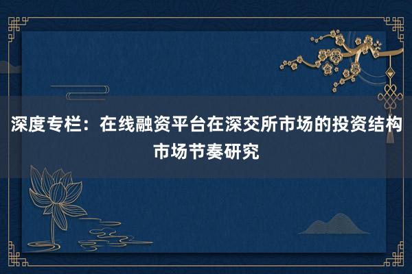 深度专栏：在线融资平台在深交所市场的投资结构市场节奏研究