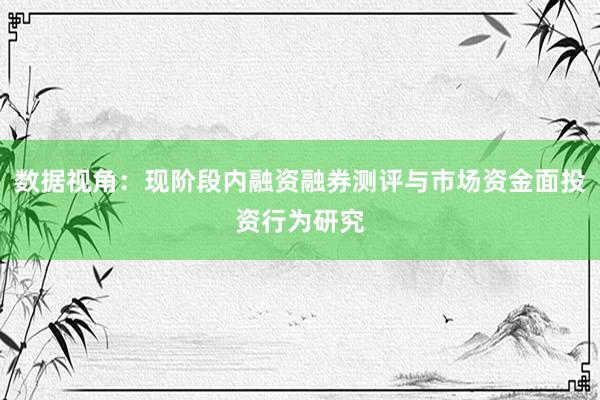 数据视角：现阶段内融资融券测评与市场资金面投资行为研究