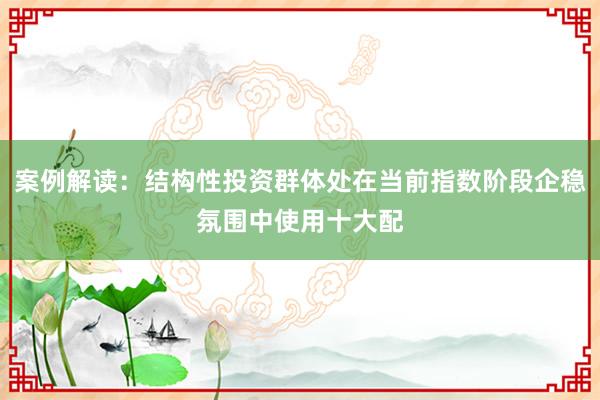 案例解读：结构性投资群体处在当前指数阶段企稳氛围中使用十大配