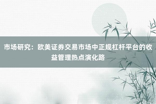 市场研究:欧美证券交易市场中正规杠杆平台的收益管理热点演化路