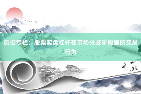 风控专栏：股票实盘杠杆在市场分歧阶段里的交易行为