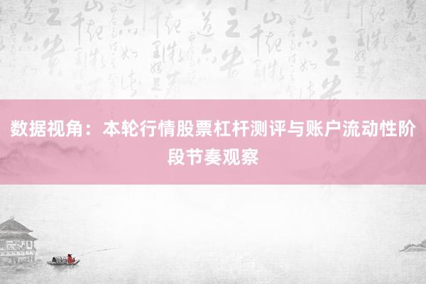 数据视角：本轮行情股票杠杆测评与账户流动性阶段节奏观察