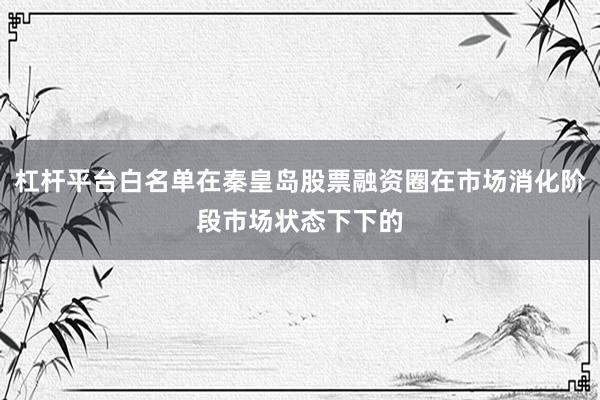 杠杆平台白名单在秦皇岛股票融资圈在市场消化阶段市场状态下下的