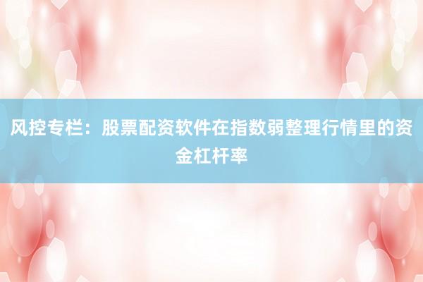 风控专栏：股票配资软件在指数弱整理行情里的资金杠杆率