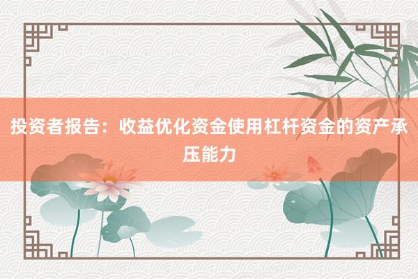 投资者报告：收益优化资金使用杠杆资金的资产承压能力
