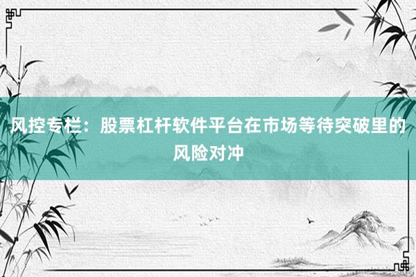 风控专栏：股票杠杆软件平台在市场等待突破里的风险对冲
