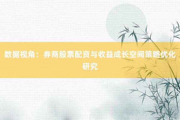 数据视角：券商股票配资与收益成长空间策略优化研究