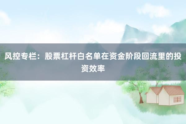 风控专栏：股票杠杆白名单在资金阶段回流里的投资效率