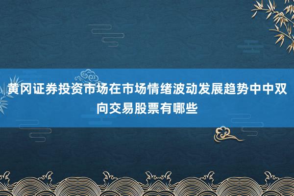 黄冈证券投资市场在市场情绪波动发展趋势中中双向交易股票有哪些