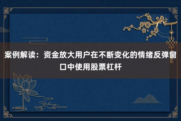 案例解读：资金放大用户在不断变化的情绪反弹窗口中使用股票杠杆