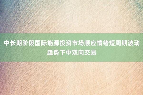 中长期阶段国际能源投资市场顺应情绪短周期波动趋势下中双向交易
