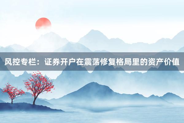 风控专栏：证券开户在震荡修复格局里的资产价值