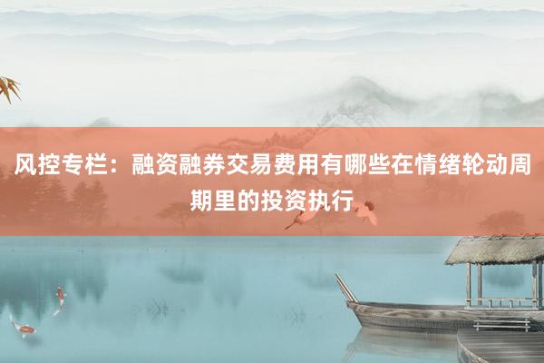 风控专栏：融资融券交易费用有哪些在情绪轮动周期里的投资执行