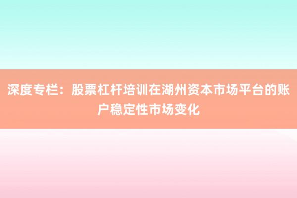 深度专栏：股票杠杆培训在湖州资本市场平台的账户稳定性市场变化