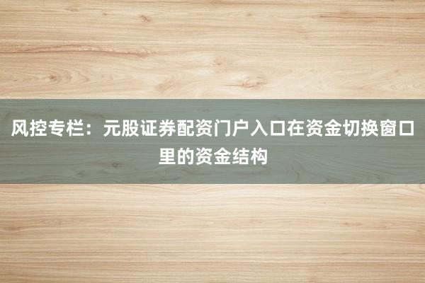 风控专栏：元股证券配资门户入口在资金切换窗口里的资金结构