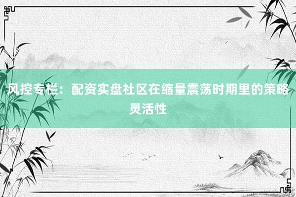 风控专栏：配资实盘社区在缩量震荡时期里的策略灵活性