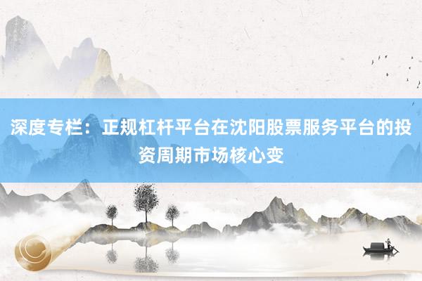深度专栏：正规杠杆平台在沈阳股票服务平台的投资周期市场核心变